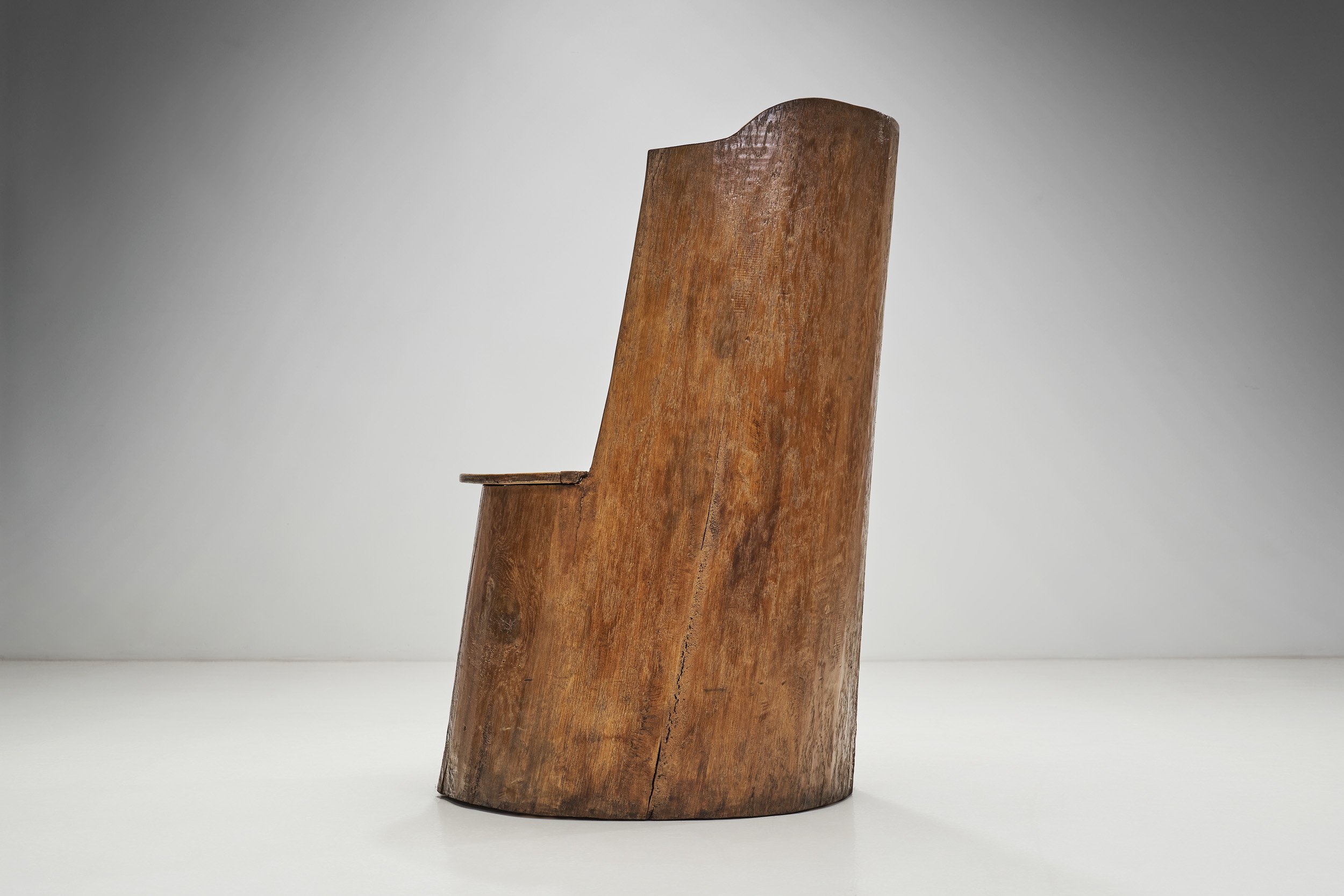 Traditional Norwegian Carved Kubbestol, Norway early 20th century